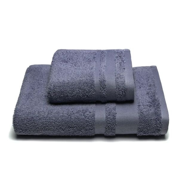 caleffi asciugamano con ospite in cotone soft blu notte
