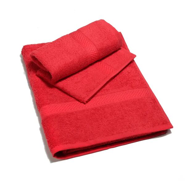 caleffi asciugamano con ospite in cotone minorca rosso