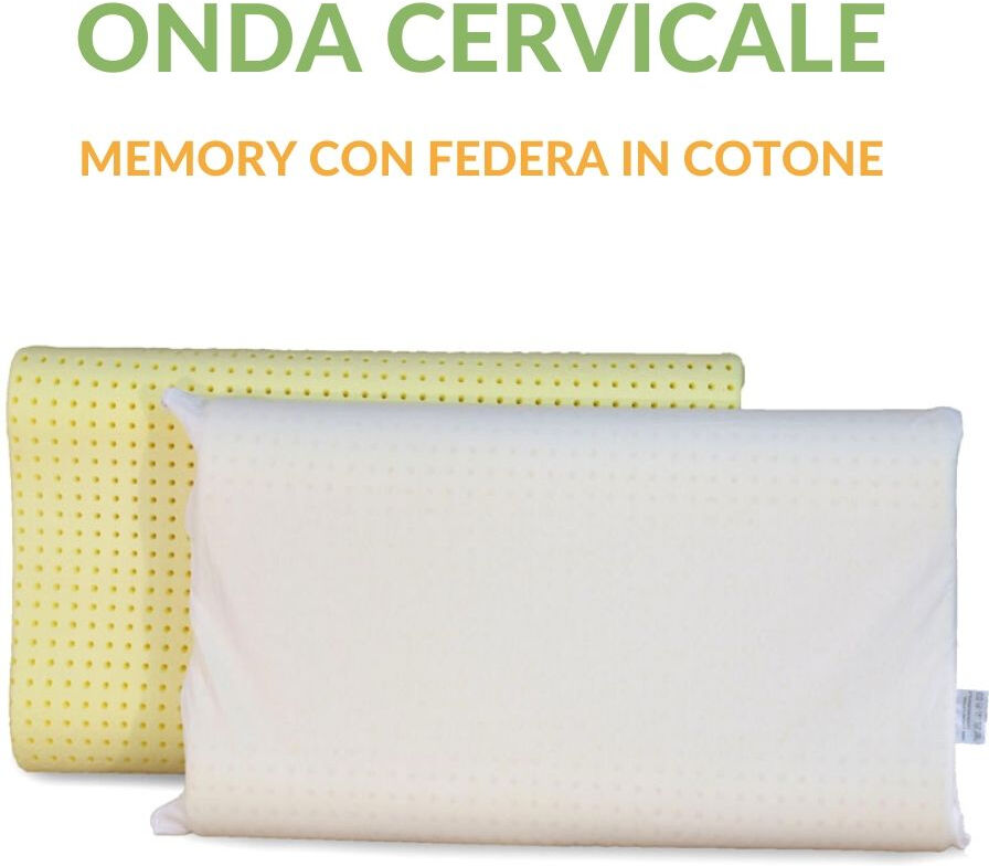 EverGreenWeb Coppia Cuscini Memory Cervicale con Federa in Cotone