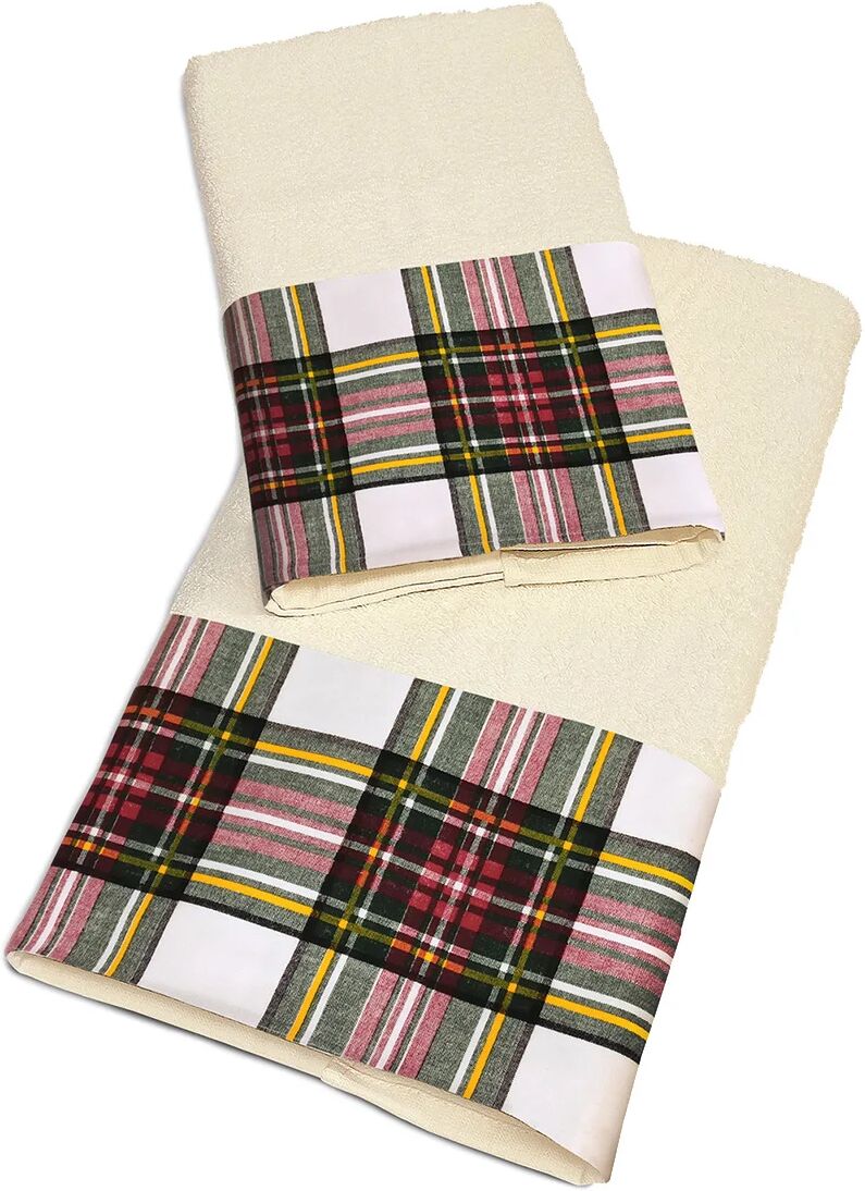 Passione tartan 1+1 spugna panna - balza tartan bianco