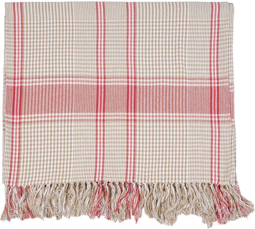 Giardino a colori Tovaglia tartan beige, rosso in cotone - 140x240