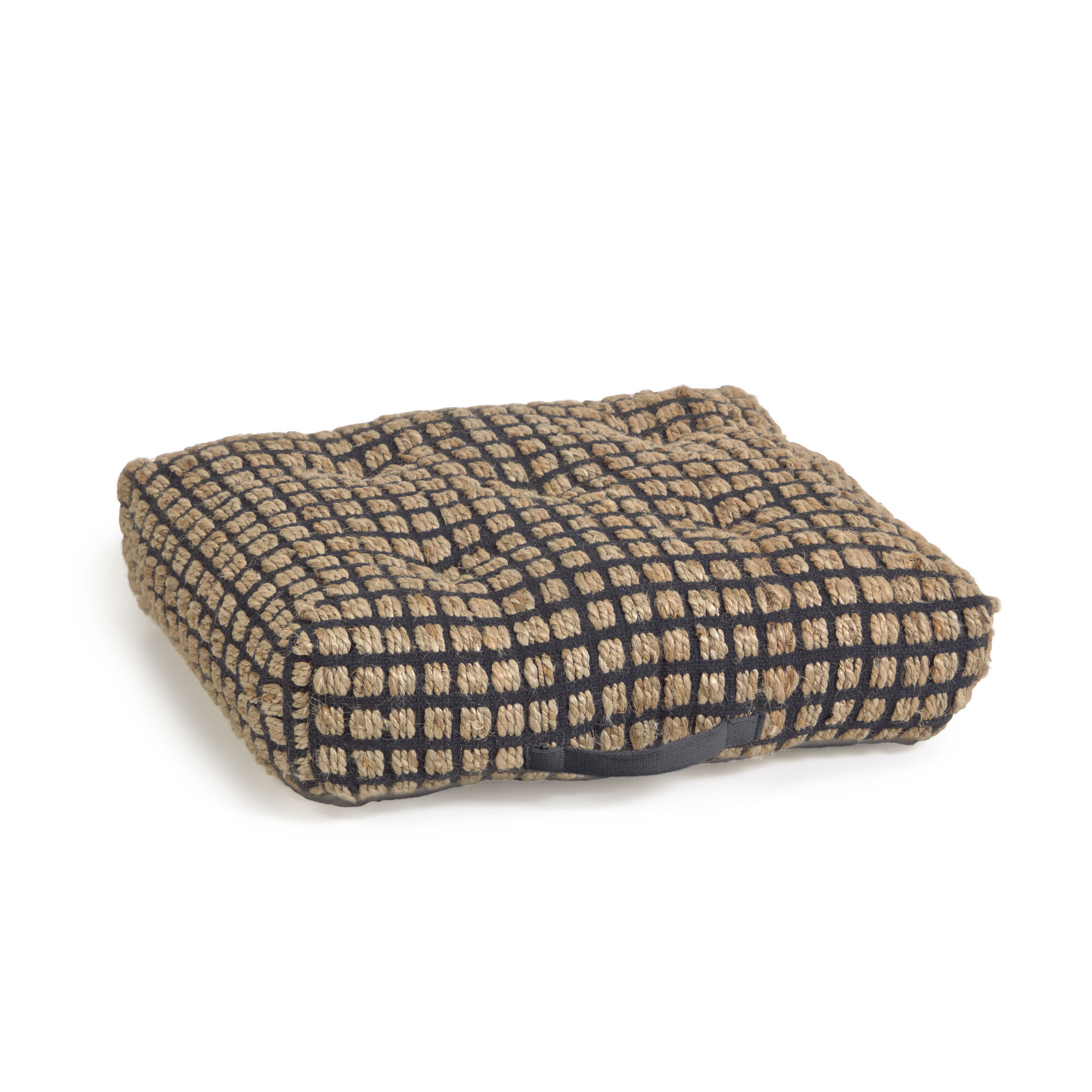 Kave Home Cuscino da terra o per pallet Adelma iuta e cotone nero e naturale 63 x 63 cm