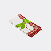 La DoubleJ 'date Palms' Linen Napkin, Set Of Two, Red And White