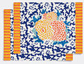 Lisa Corti 'arabesque Corolla' Placemat, Set Of Two, Blue And Orange