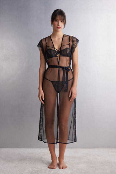 Intimissimi Vestaglia in Pizzo Intricate Surface Donna Nero Taglia TU