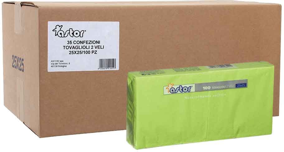 Astor Cartone 3500 Tovaglioli Di Carta Da Cocktail 25x25cm Verde Acido