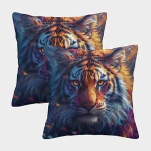 ENYISIYULO Lot de 2 housses de coussin carrées imprimées 3D Motif tigre féroce Le Roi de la Junglesquare Super Doux Style luxueux pour canapé chambre 40 x 40 cm