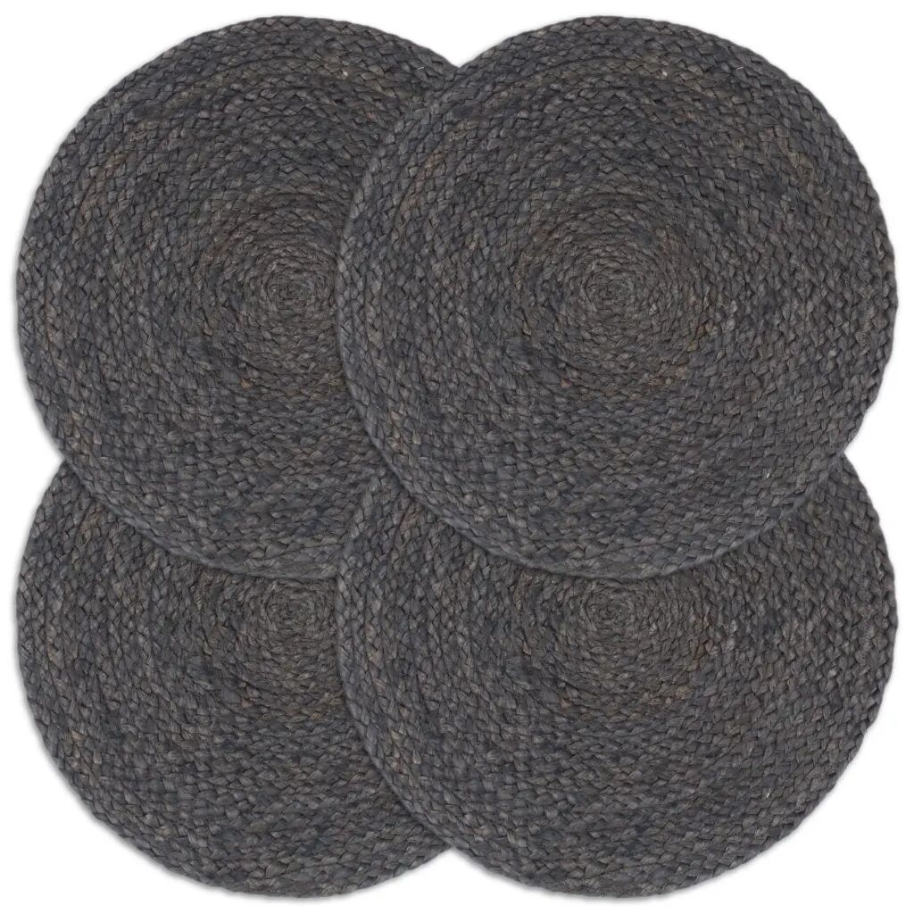 vidaXL Placemats 4 st rond 38 cm jute donkergrijs