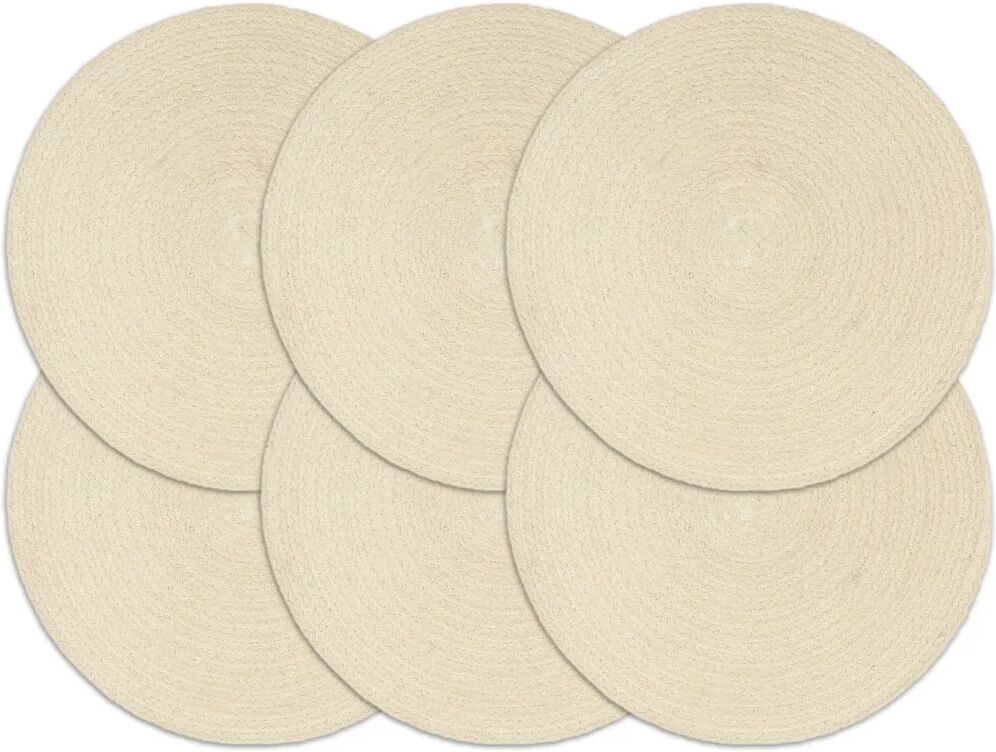 vidaXL Placemats 6 st rond 38 cm katoen natuurlijk