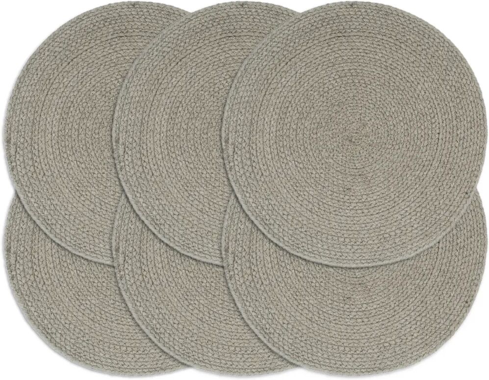 vidaXL Placemats 6 st rond 38 cm katoen effen grijs