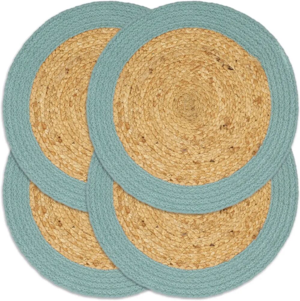 vidaXL Placemats 4 st 38 cm jute en katoen natuurlijk en groen