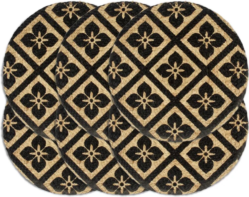 vidaXL Placemats 6 st rond 38 cm jute zwart