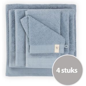 Walra Soft Cotton Washandje 16 x 21 cm 550 gram Blue - 4 stuks