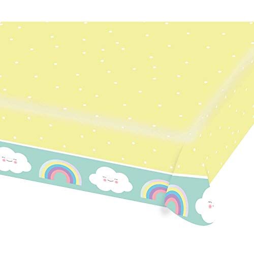 amscan Generique papieren tafelkleed, klein, wolk, 115 x 175 cm, mintgroen en geel