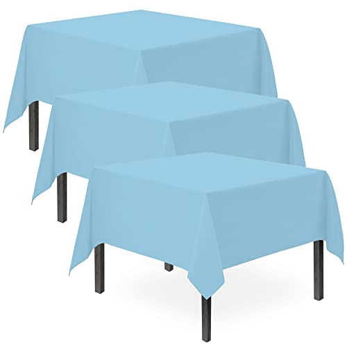 SOL 3 stuks blauwe tafelkleden feest   121 x 121 cm   herbruikbaar blauw plastic tafelkleed   blauw tafelkleed   blauw tafelkleed   blauw tafelkleed feest   blauw tafelkleed feest   blauw tafelkleed