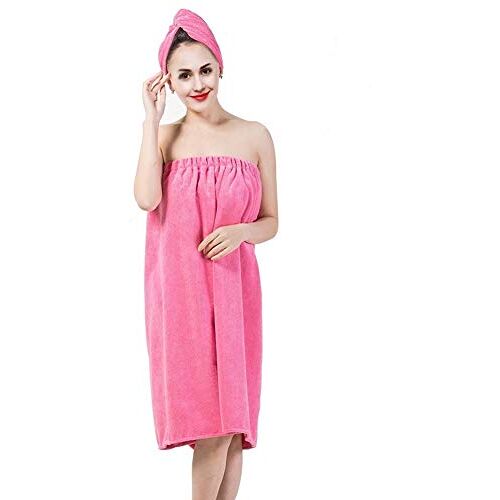 EVTSCAN Badwikkelset voor dames, verstelbare douchewrap en haardroogkap Spa-wikkelset Douchehanddoek in roze, wit, blauw, rozerood, koffie, paars(rood)