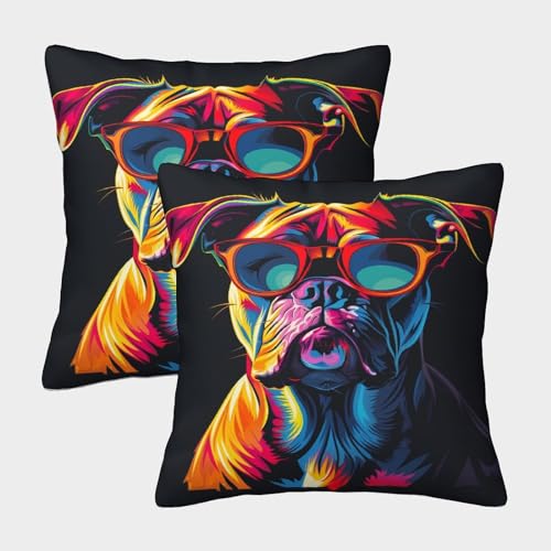 HUANGJIAHUI Vierkante decoratieve Bulldog kussenhoezen set van 2 decoratieve kussenslopen voor slaapbank, bank, auto, kussenhoezen onzichtbare rits, 50 x 50 cm