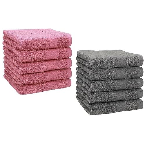 Betz 10 stuks zeepdoekjes Premium 100% katoen zeepdoekjes Set 30x30 cm kleur oud roze en antraciet