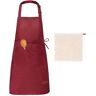 Viedouce schort, 2-pack waterdichte Schorten keukenschort met zakken, verstelbare keukenschort, BBQ-schort, slabbetje, keukenschort (1x rode schort + 1 x keukendoek)