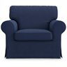 MASTERS OF COVERS Vervangende Hoes voor Fauteuil Compatibel met IKEA Ektorp Fauteuil, Ektorp Hoes, Ektorp Fauteuil Hoes, Ektorp Leunstoel Hoes, 104 x 88 x 88 cm (Katoen, Blauw)