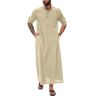 MANYMANY Mannen Arabische Kaftan Thobe Moslim Saoedische Stijl Gewaad Katoen Linnen Islamitische Gebed Thobe Dubai Mid Robe, 17, 3XL