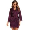 RSLOVE Vrouwen Satijn Robe Kant Trim Kimono Badjas Zijde Bruidsmeisje/Bruidsmeisje Robe, Paars, L