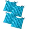 Gräfenstayn ® Set van 4 katoenen zitkussens 40 x 40 x 5 cm met bevestigingsbanden voor binnen en buiten, met Öko-Tex-zegel, turquoise