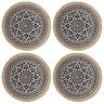 Creative Placemats, Ronde Placemats, Set van 4, 43 centimeter, Juten / Hessische Stof, Mandala Print Blauw