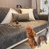 GEEBXY Simple Striped Chenille Anti-Scratch Couch Cover, Funny fuzzy Sectional Sofa Cover, Chenille Couch Cover, Simple Striped Couch Cover for Pets (Sofa cover: 35.4 * 35.4IN,Dark Grey)