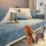GEEBXY Simple Striped Chenille Anti-Scratch Couch Cover, Funny fuzzy Sectional Sofa Cover, Chenille Couch Cover, Simple Striped Couch Cover for Pets (Sofa cover: 27.6 * 27.6IN,Blue)