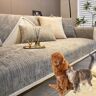 GEEBXY Simple Striped Chenille Anti-Scratch Couch Cover, Funny fuzzy Sectional Sofa Cover, Chenille Couch Cover, Simple Striped Couch Cover for Pets (Sofa cover: 27.6 * 70.9IN,Grey)