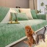 GEEBXY Simple Striped Chenille Anti-Scratch Couch Cover, Funny fuzzy Sectional Sofa Cover, Chenille Couch Cover, Simple Striped Couch Cover for Pets (Sofa cover: 27.6 * 27.6IN,Green)