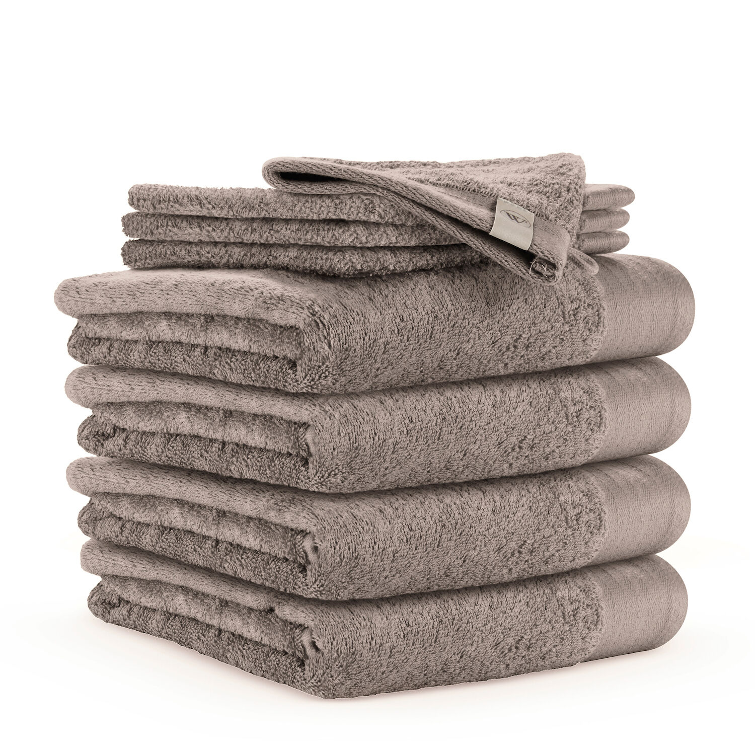 Walra badgoedset - 4x badhanddoek 50x100 cm + 4x washandjes 16x21 cm - Taupe