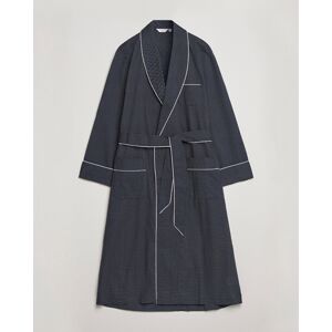 Derek Rose Polka Dot Cotton Satin Dressing Gown Navy