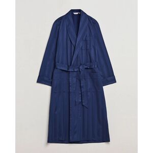 Derek Rose Striped Cotton Satin Dressing Gown Navy/Navy