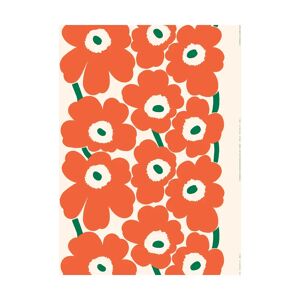 Marimekko Unikko stoff tungvekts bomullsatin Bomull-orange-grønn