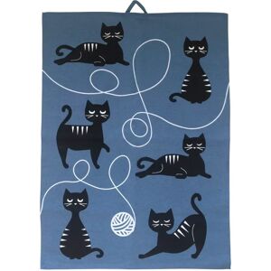 Pluto Design Kattfamilien kjøkkenhåndkle 50x70 cm Blå-svart-hvit