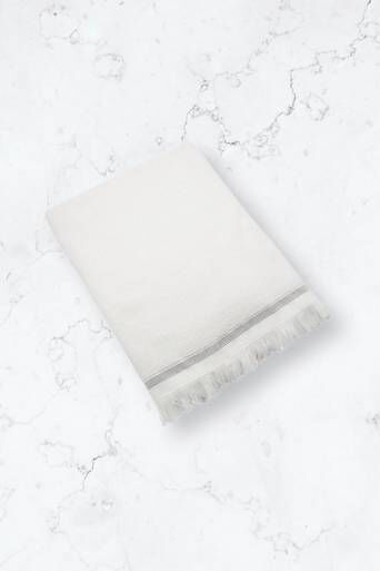 Meraki Håndkle, 100x180 Cm, Hvitt Med Grå Striper  Male