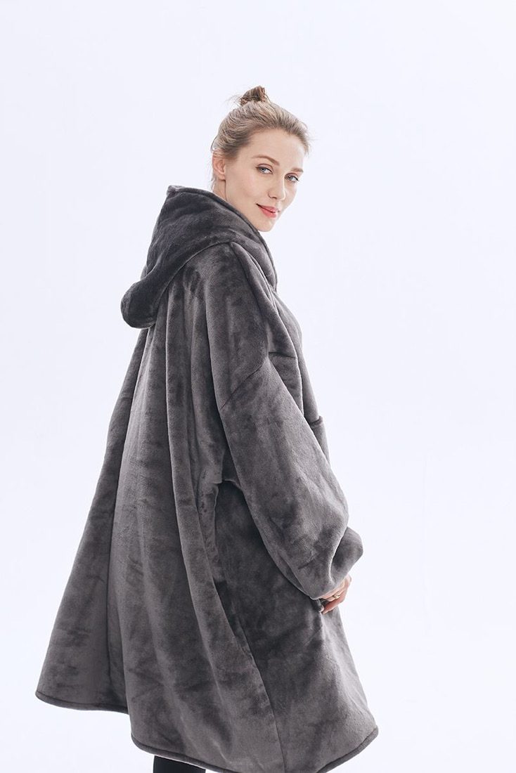 Oversized Hoodie/hettegenser Blanket/teppe (Farger: Mørk Grå)