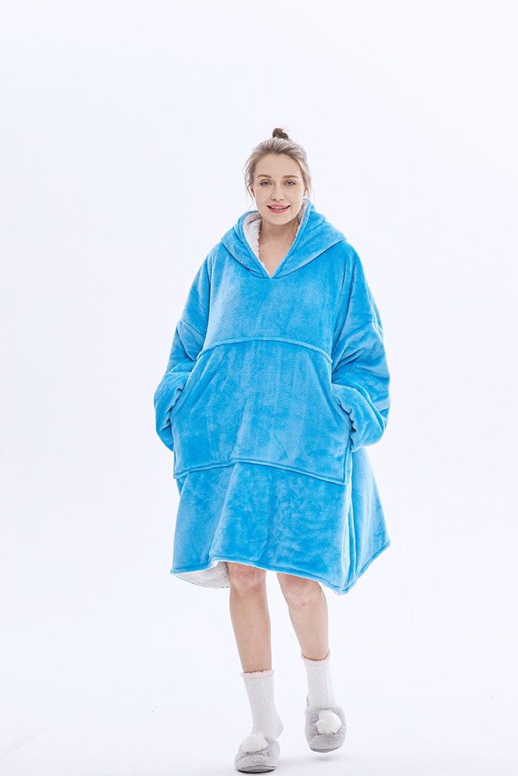 Oversized Hoodie/hettegenser Blanket/teppe (Farger: Lys Blå)