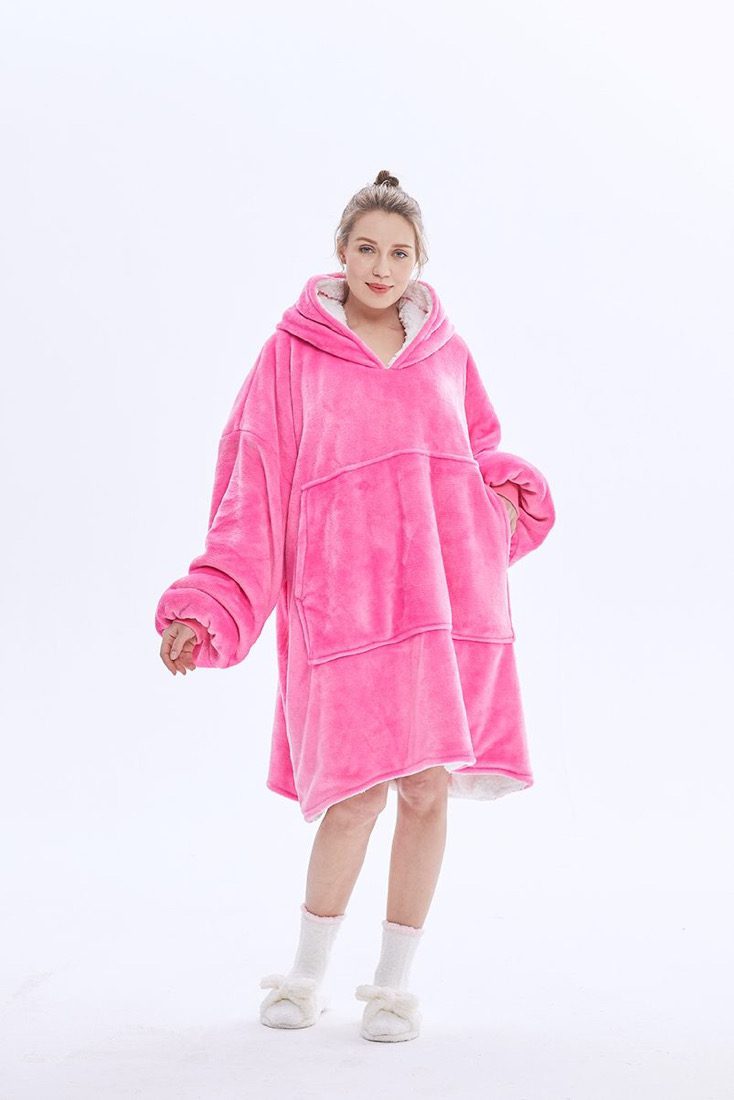 Oversized Hoodie/hettegenser Blanket/teppe (Farger: Hot Pink)