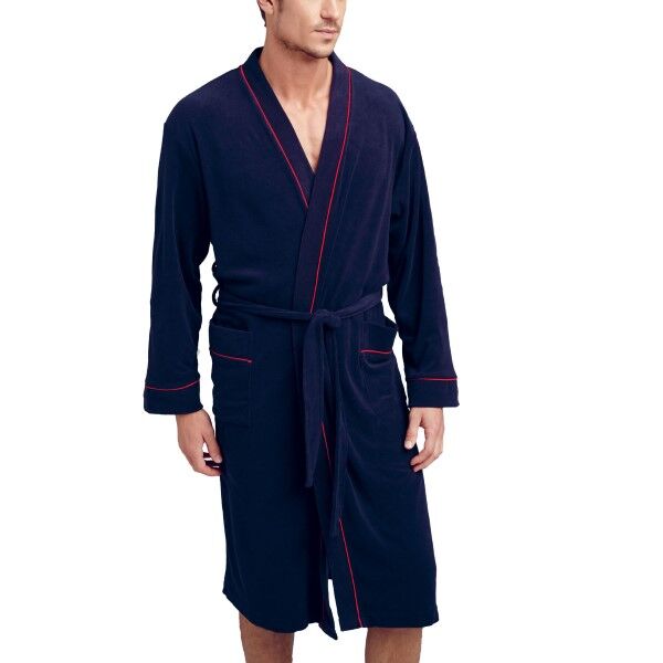 Jockey Bath Robe Fashion Terry S-2XL - Navy-2