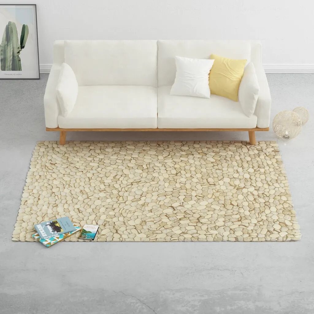 vidaXL Ullsteinteppe 120x170 cm beige/grå/brun/sjokolade