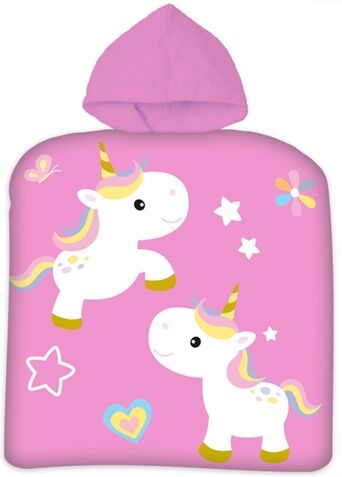 Borg Living Håndkle Poncho Til Barn - Unicorn - 50x100cm – Deilig Og Myk Kvalitet.