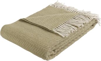 Arctic Ullpledd I 100% Ny Norsk Ull - Saga Olive  - 130 X 200 Cm