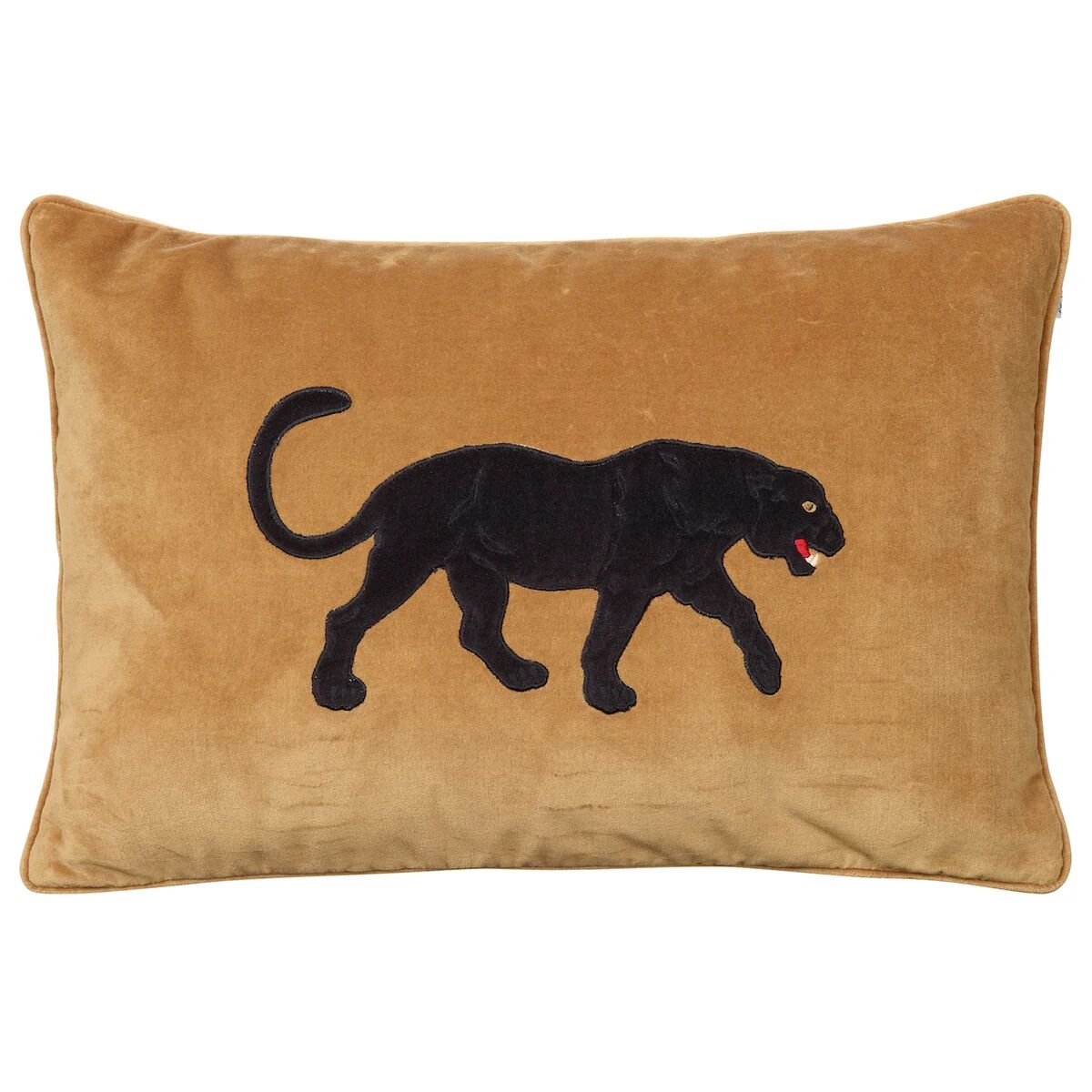 Chhatwal & Jonsson Embroidered Black Panther putevar 40x60 cm Masala yellow