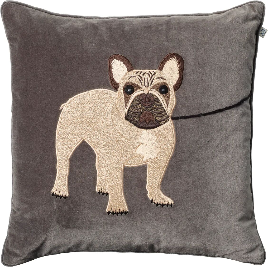 Chhatwal & Jonsson Embroidered French Bull Dog putevar 50x50 cm Grå