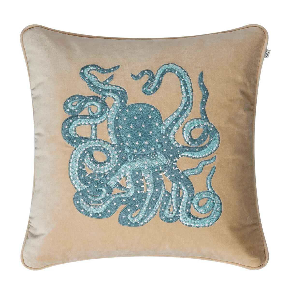 Chhatwal & Jonsson Embroidered Octopus putetrekk 50x50 cm Beige-aqua