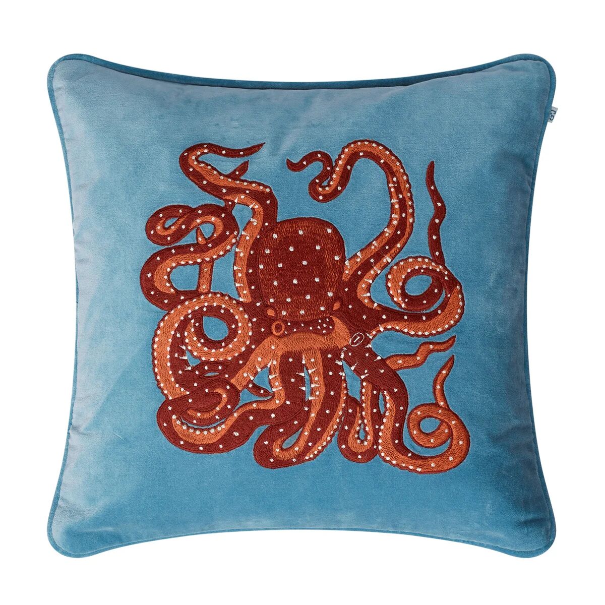 Chhatwal & Jonsson Embroidered Octopus putetrekk 50x50 cm Heaven blue-oransje-rose