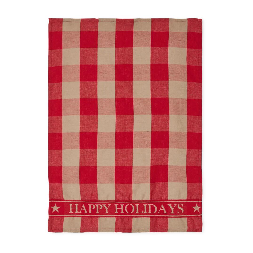 Lexington Happy Holidays Cotton Linen kjøkkenhåndkle 50x70 cm Rød-beige